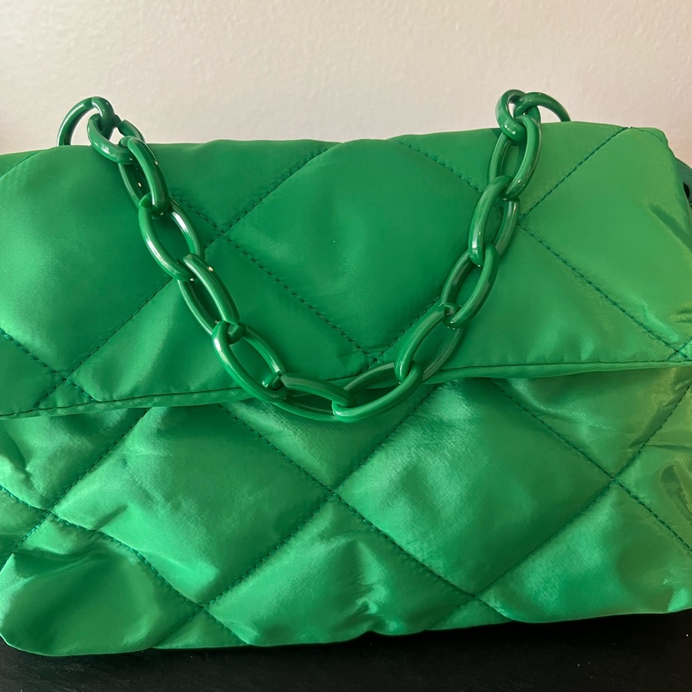 Green Quilted Bag. New